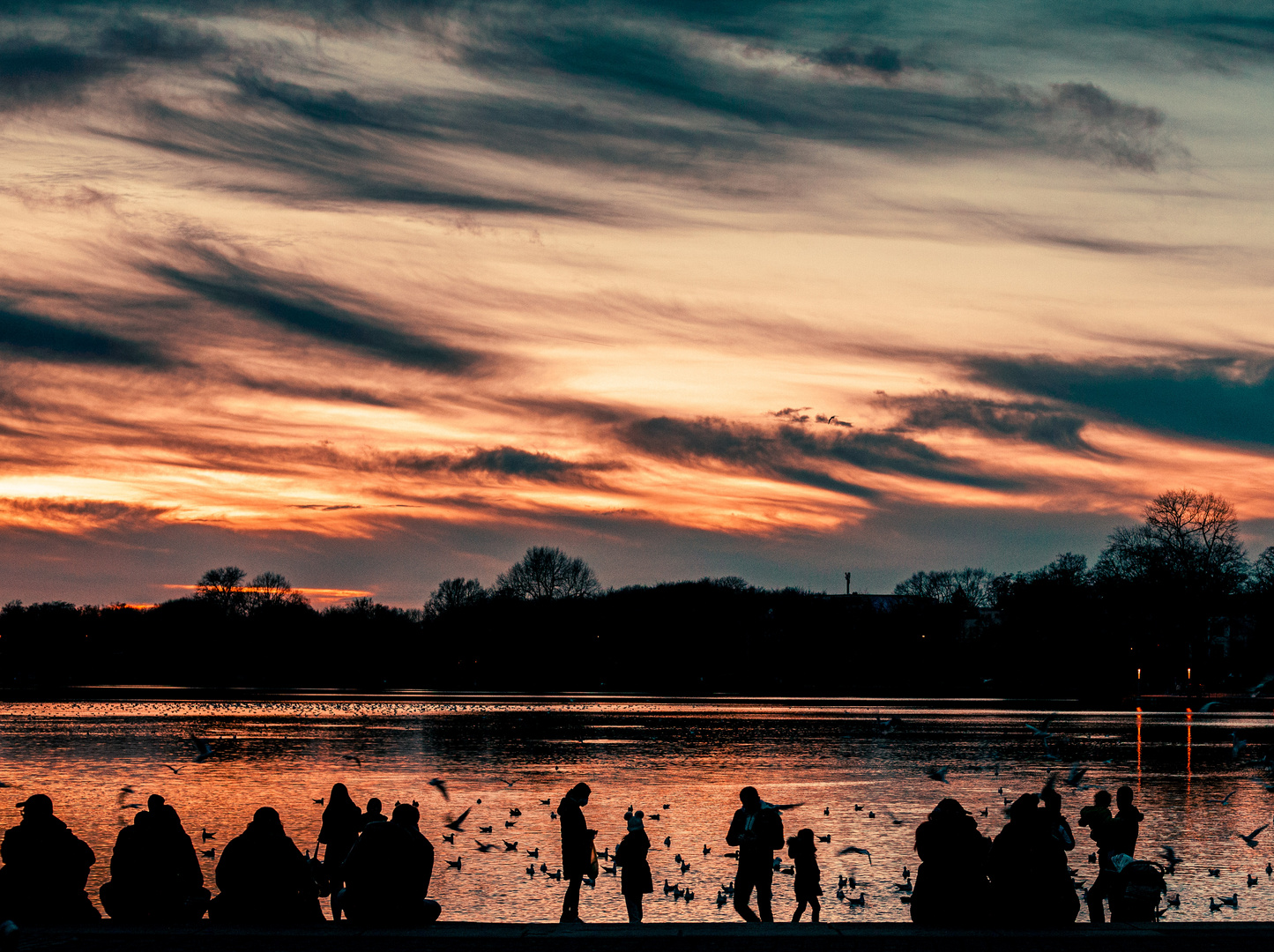 Sonnenuntergang am Aasee, Münster