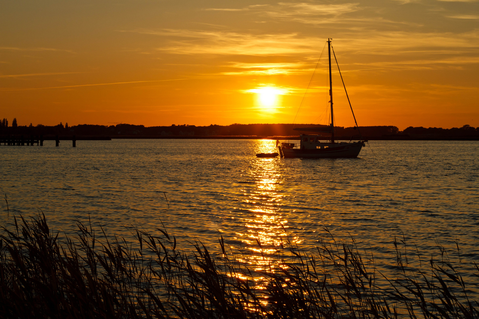 Sonnenuntergang am Achterwasser