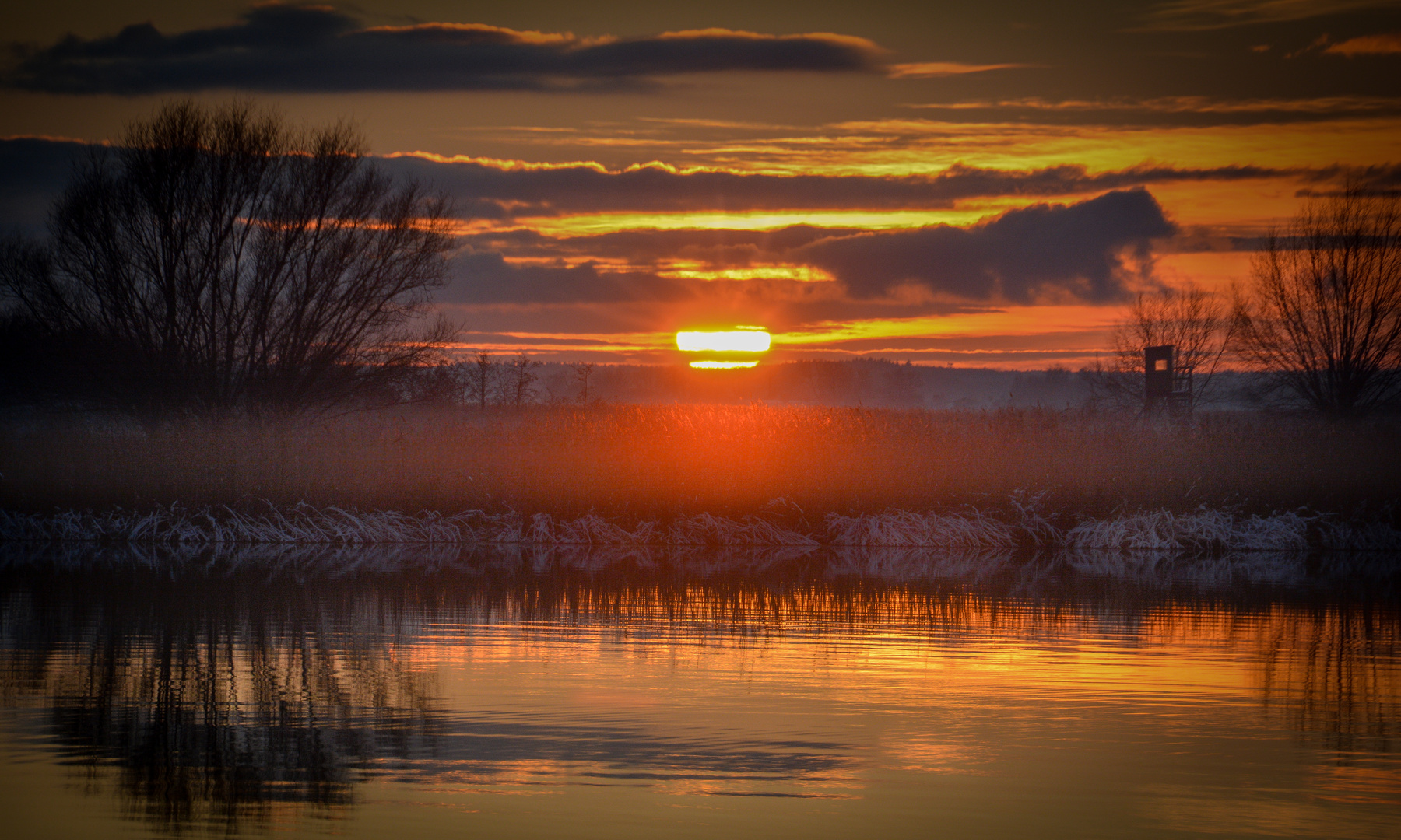 Sonnenuntergang am Achterwasser 