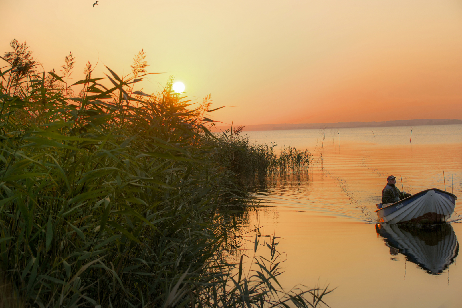 Sonnenuntergang am Achterwasser