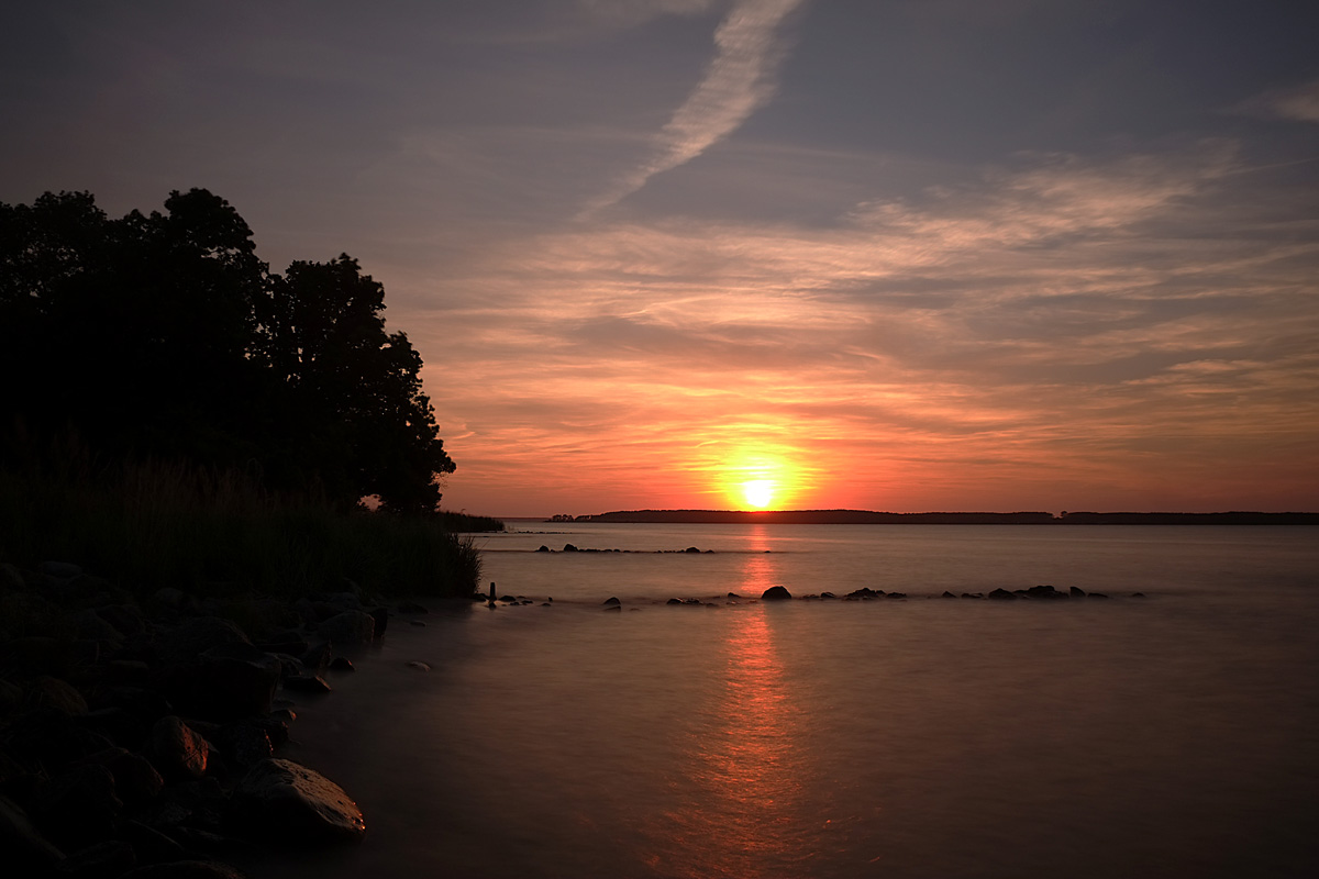 Sonnenuntergang am Achterwasser