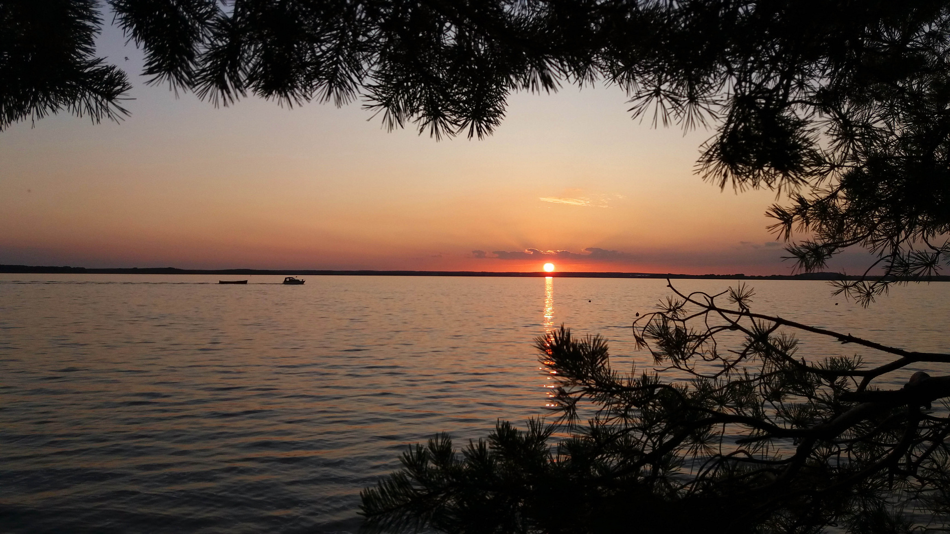 Sonnenuntergang am Achterwasser