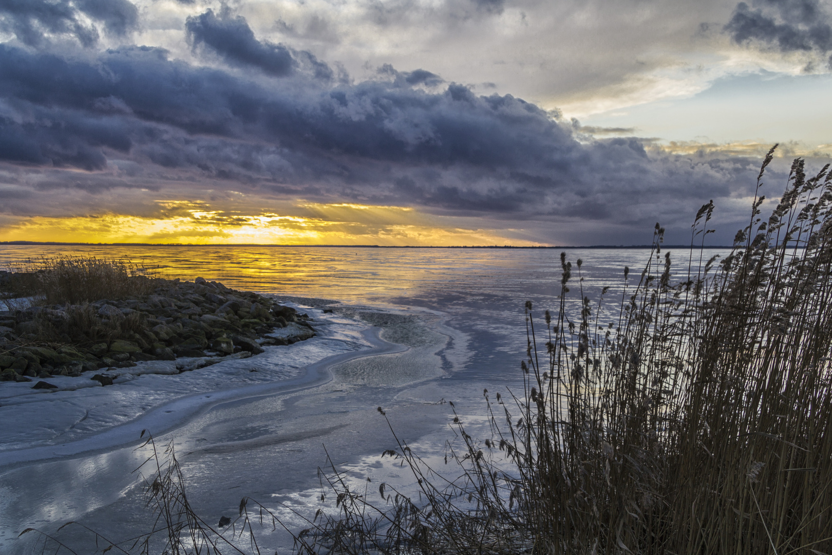 Sonnenuntergang am Achterwasser (Usedom)