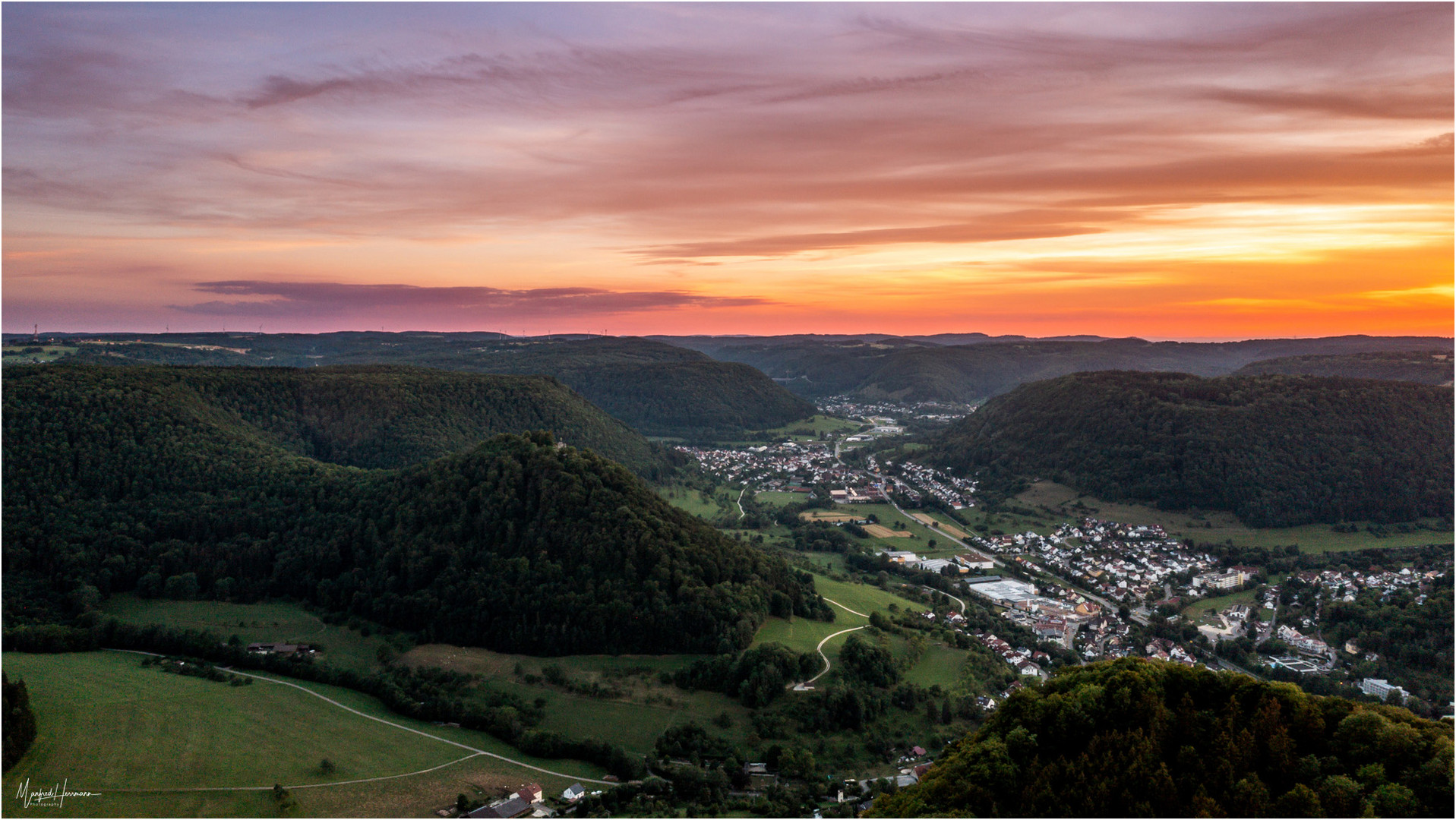 Sonnenuntergang am Albtrauf