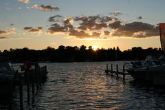 Sonnenuntergang am alten Fährhafen in Köpenick