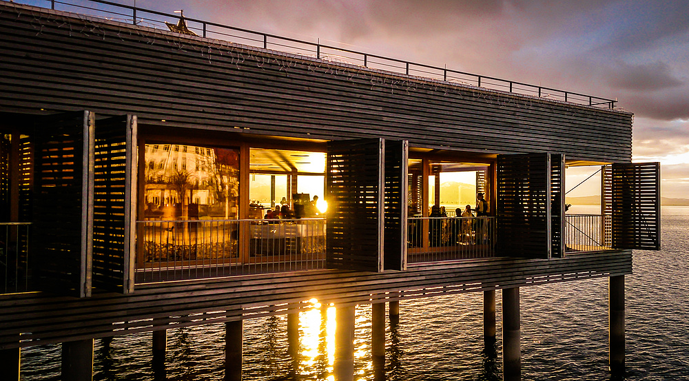 Sonnenuntergang am Badehaus