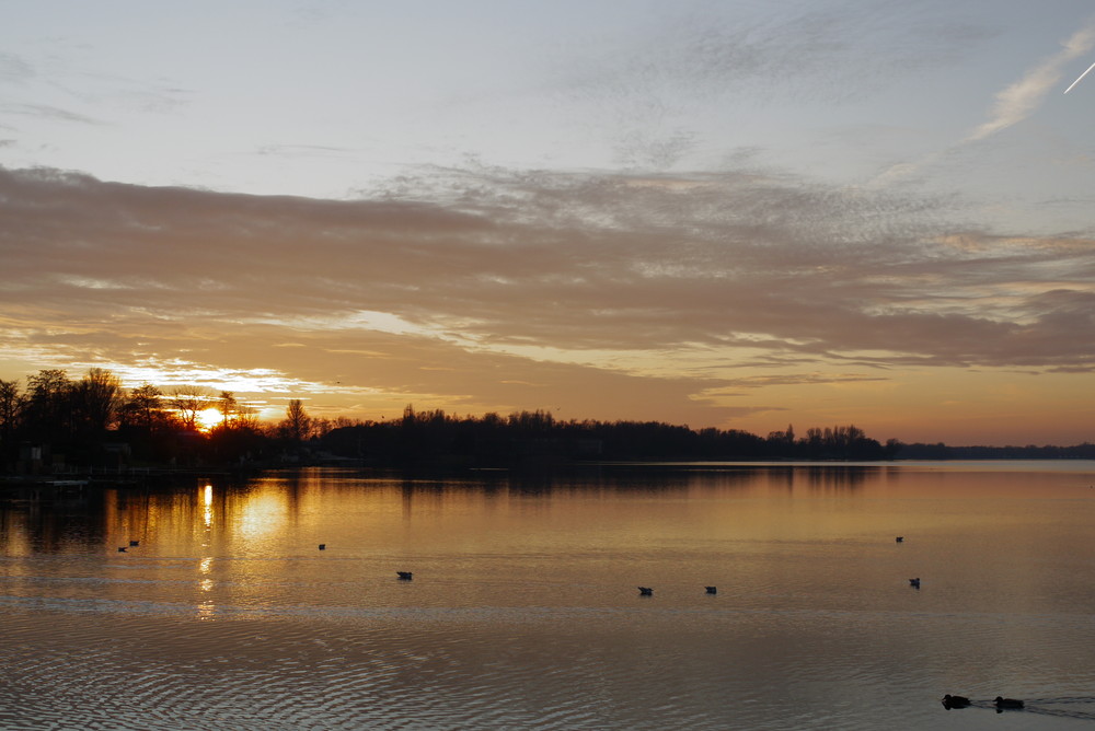 Sonnenuntergang am Banter See