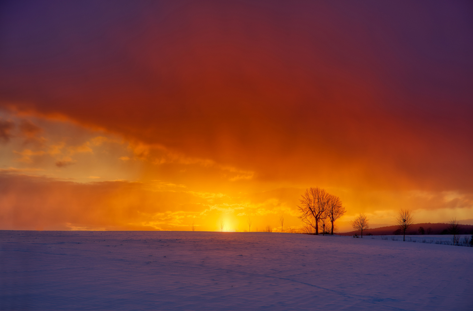 Sonnenuntergang am Bildstock am 11. Februar 2021 (2)