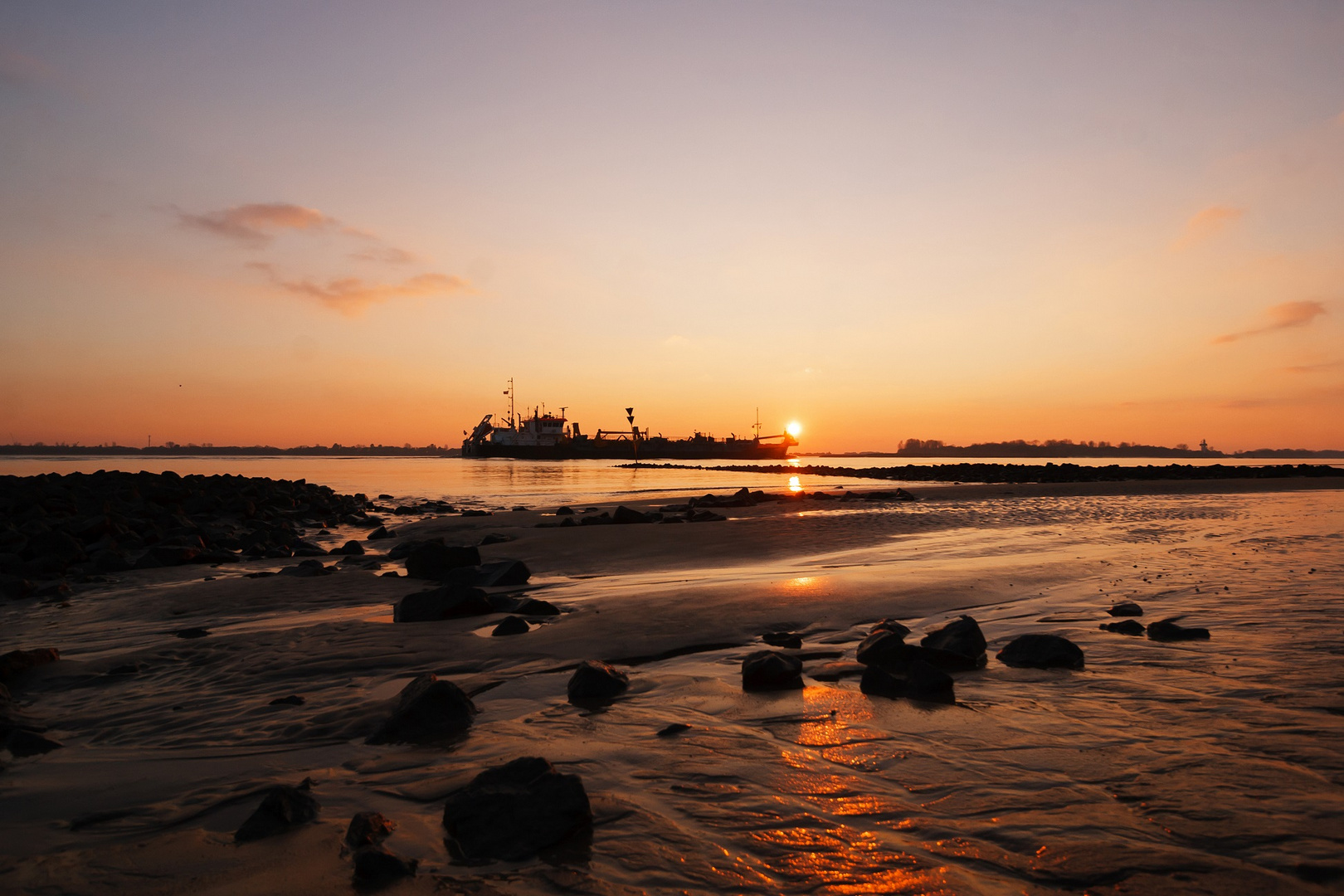 Sonnenuntergang am Blankeneser Elbstrand