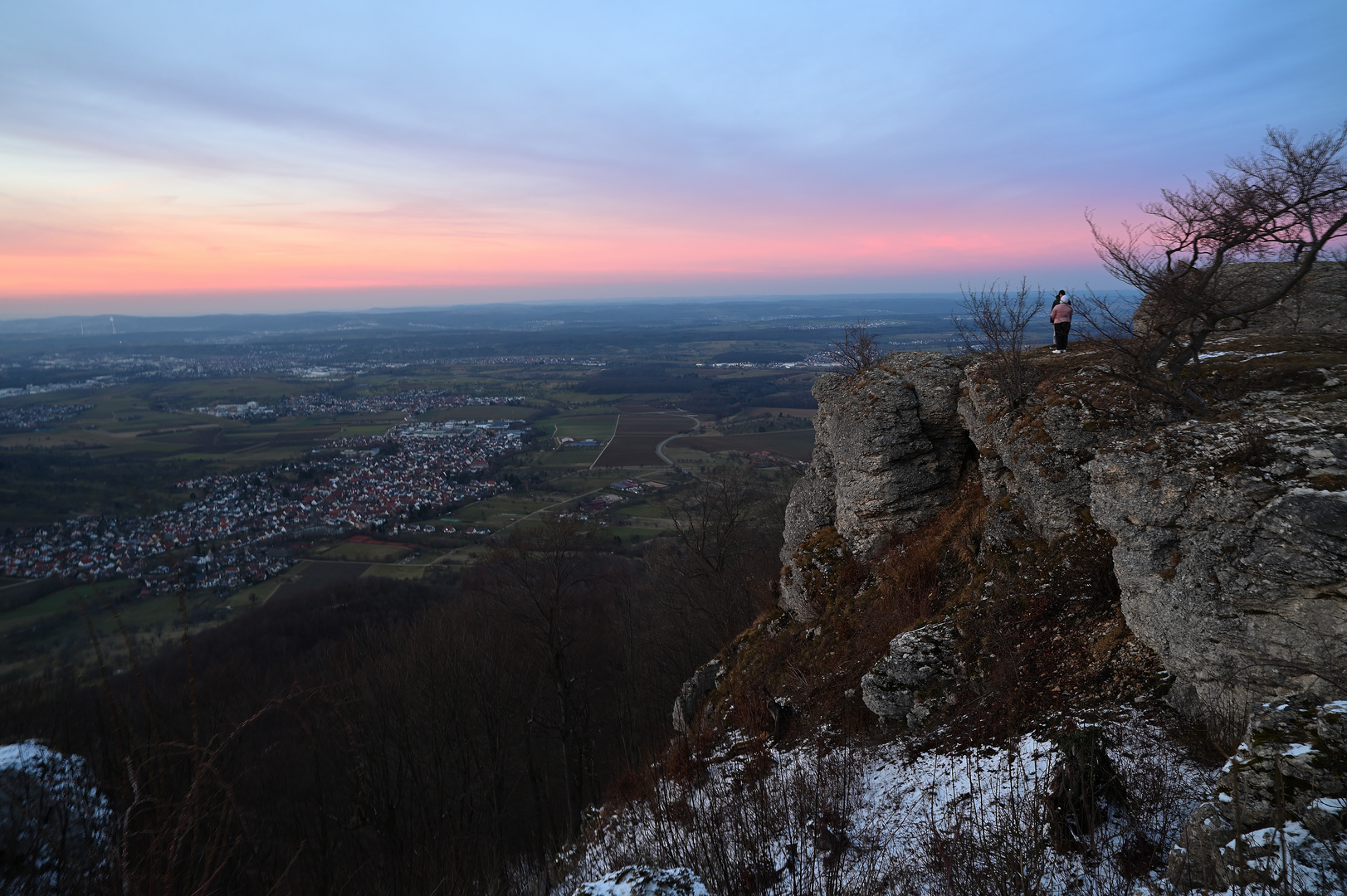 Sonnenuntergang am Breitenstein bei Ochsenwang, Schwäbische Alb