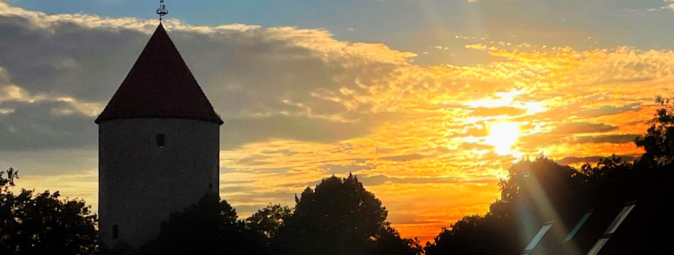 Sonnenuntergang am Buddenturm in Münster