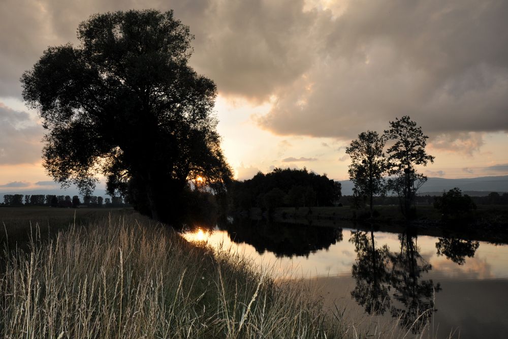 Sonnenuntergang am Canal de la Broye (FR / CH)