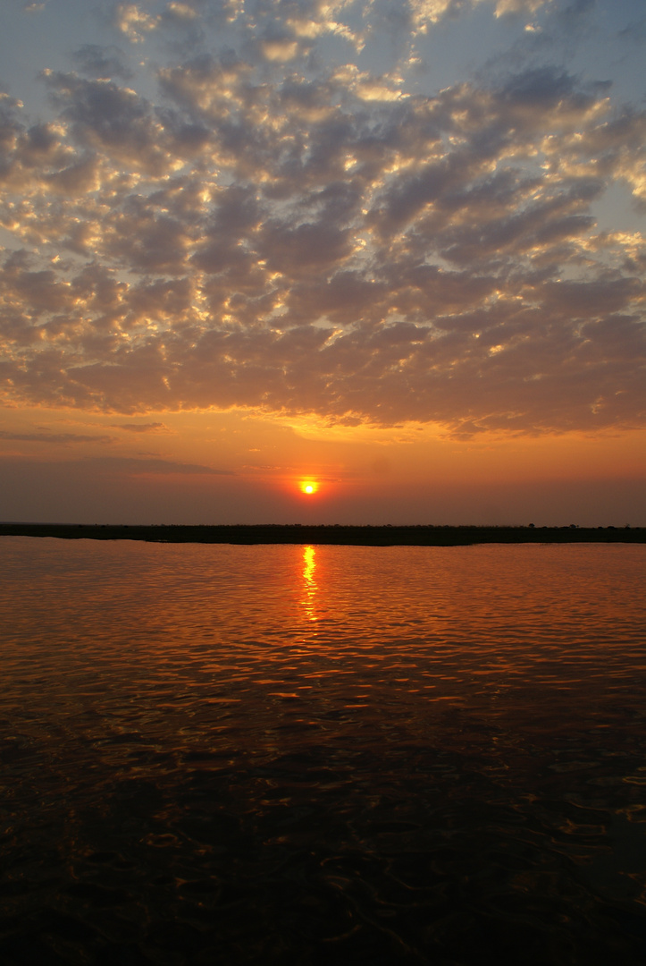 Sonnenuntergang am Chobe river, Botswana