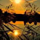 Sonnenuntergang am Dennenloher See in Bayern