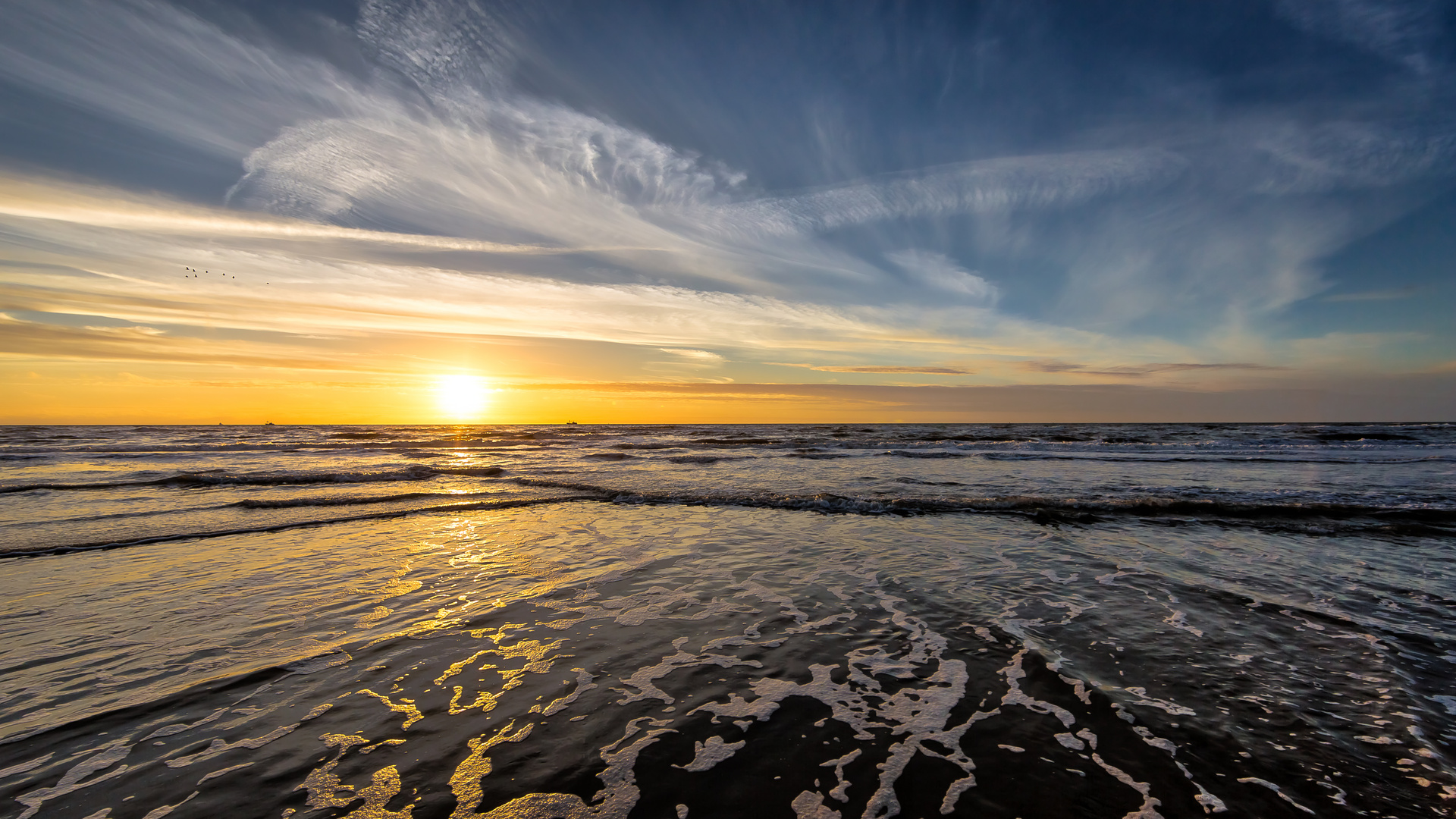 Sonnenuntergang am Dünenstrand Julianadorp Den Helder Niederlande