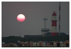 Sonnenuntergang am elektrischen Leuchtturm