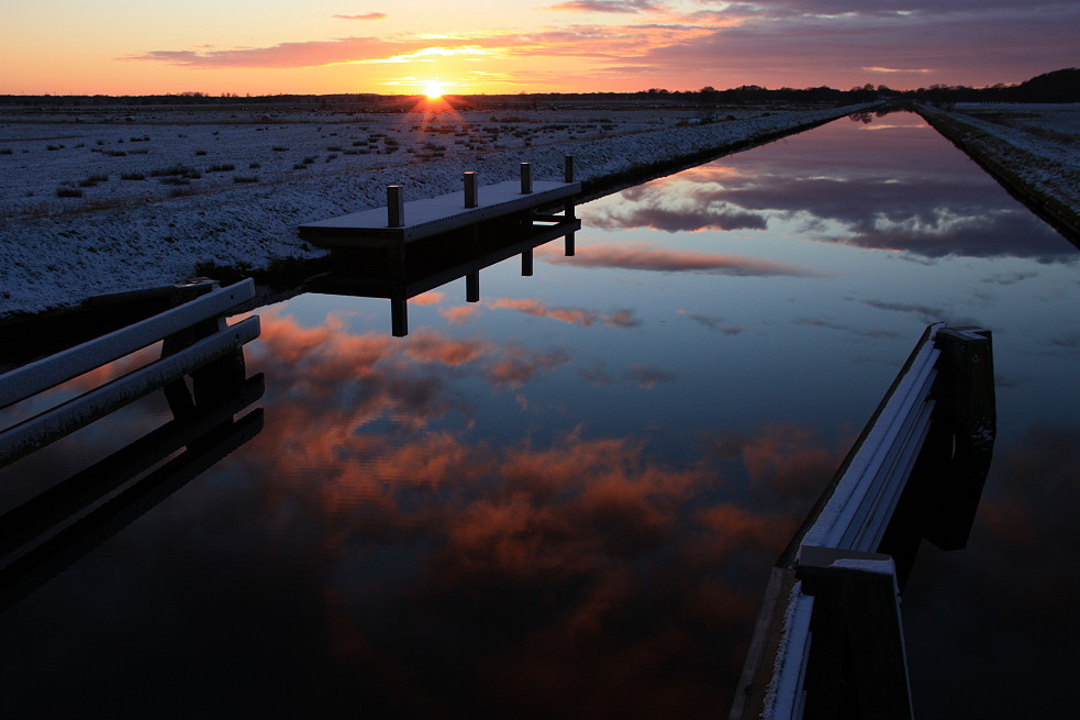 Sonnenuntergang am Ems-Jade-Kanal