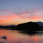 Sonnenuntergang am Faaker See mit Schwänen 2