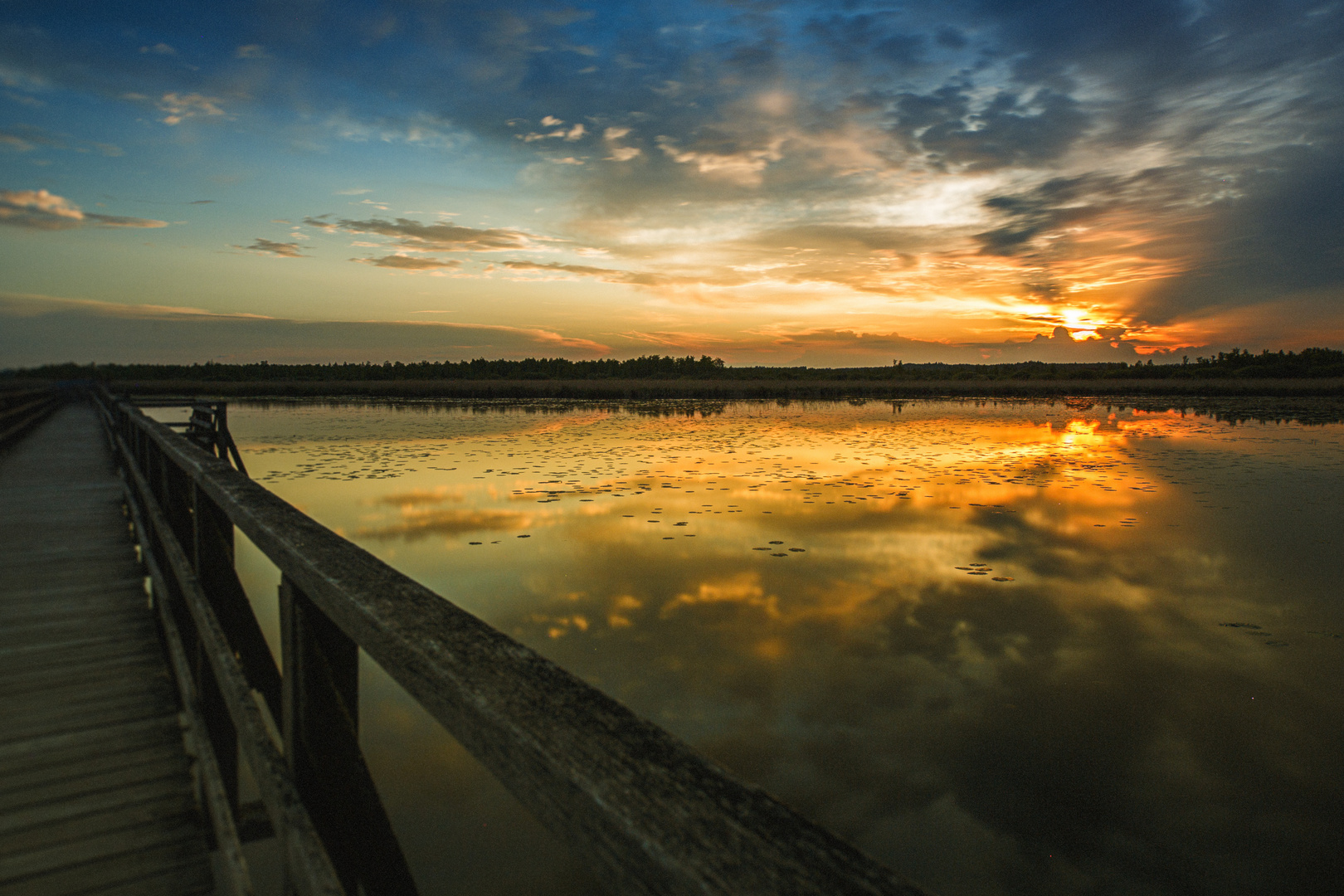 Sonnenuntergang am Federsee