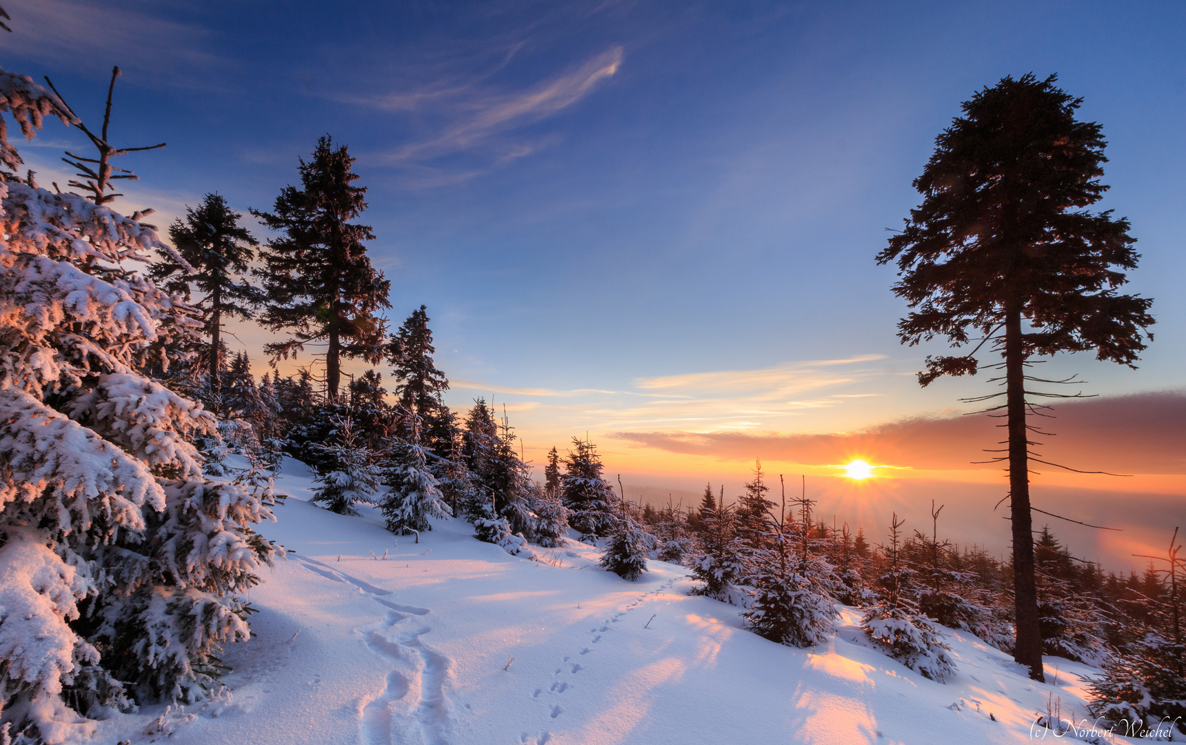 Sonnenuntergang am Fichtelberg