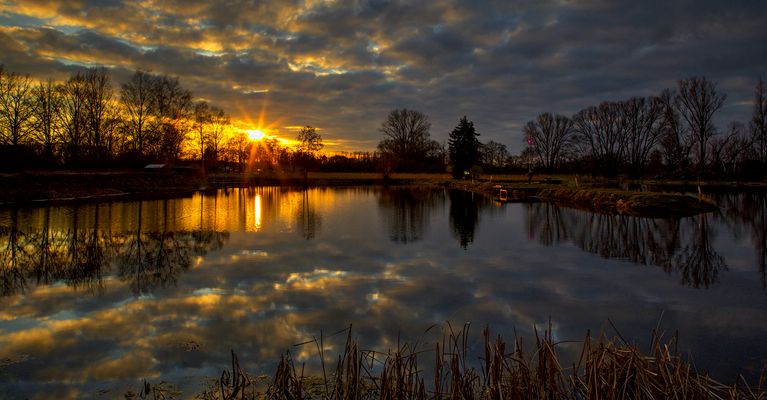 Sonnenuntergang am Fischteich 