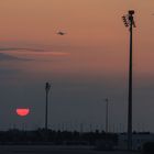 Sonnenuntergang am Flughafen München