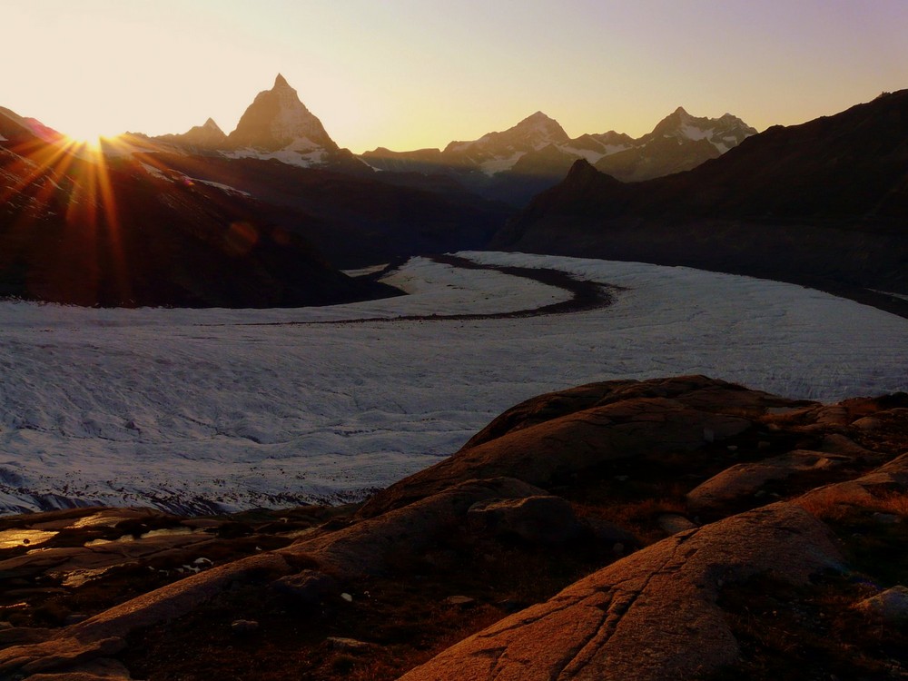 Sonnenuntergang am Gornergletscher