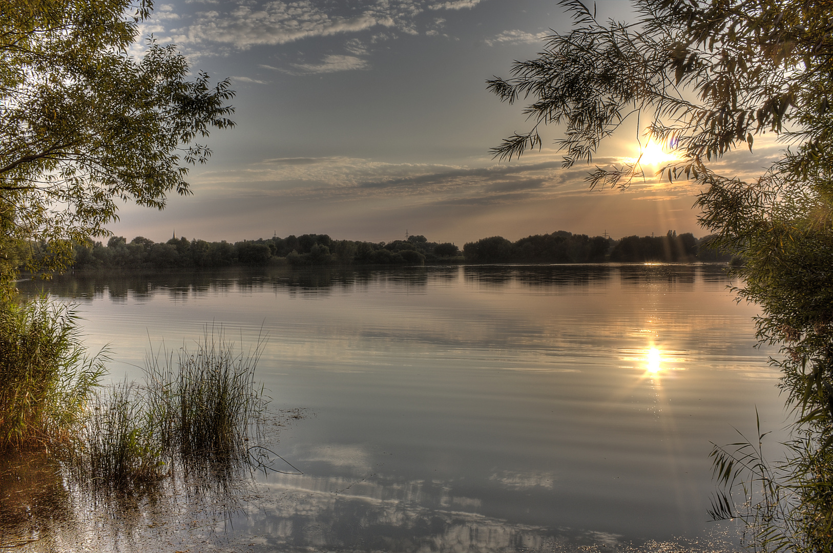 Sonnenuntergang am Großen Weserbogen