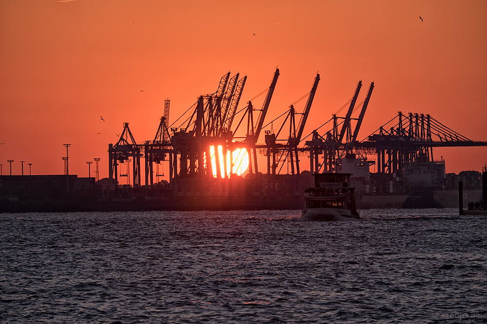 Sonnenuntergang am Hafen