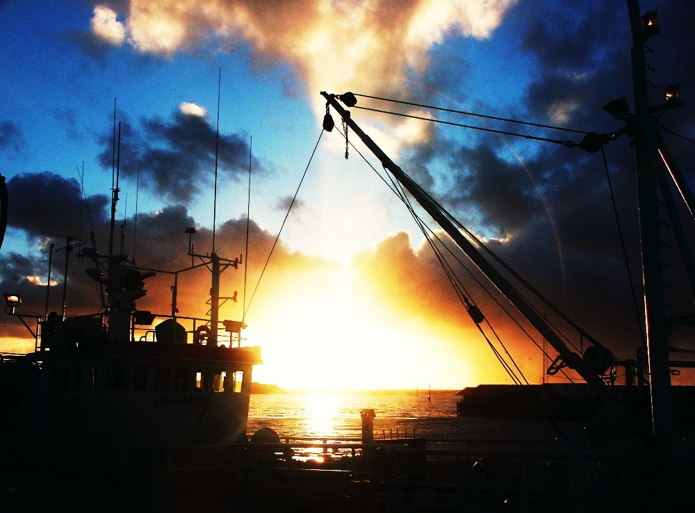 Sonnenuntergang am Hafen