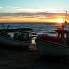 Sonnenuntergang am Hafen von Lønstrup .