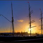 Sonnenuntergang am Hamburger Hafen