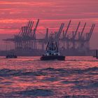 Sonnenuntergang am Hamburger Hafen