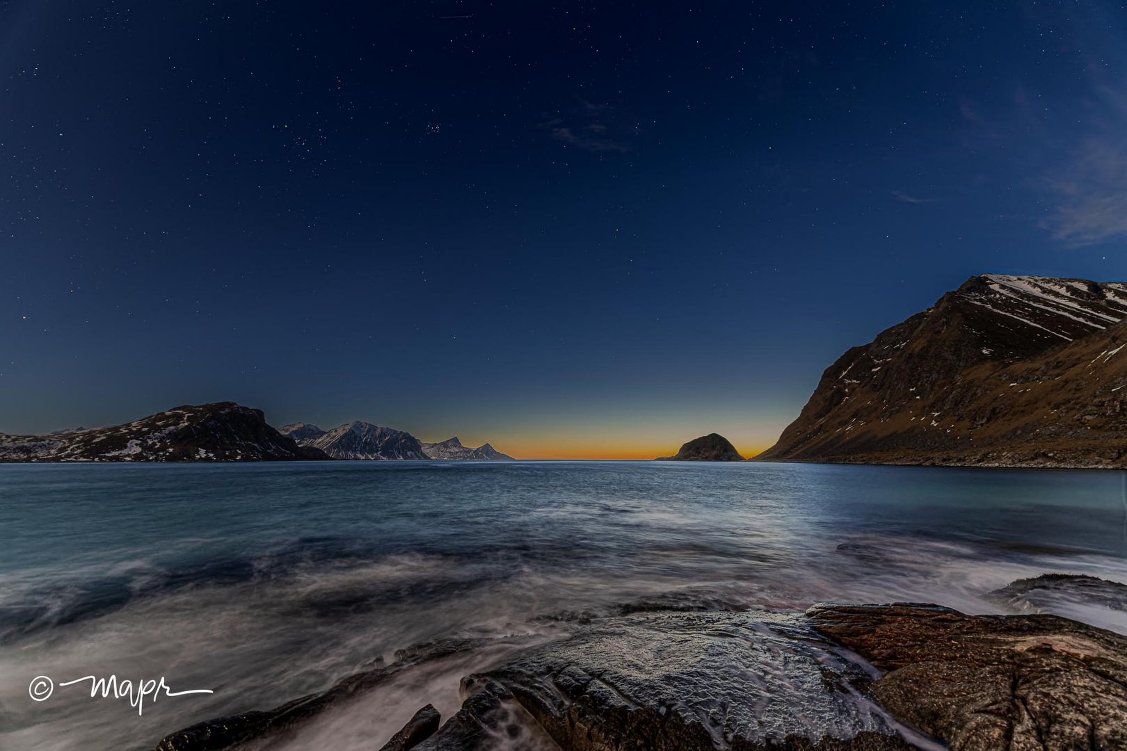 Sonnenuntergang am Haukland Beach