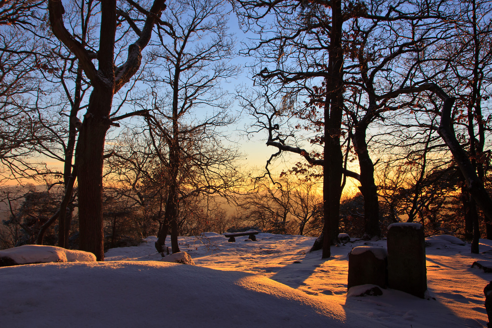 Sonnenuntergang am Heidefelsen