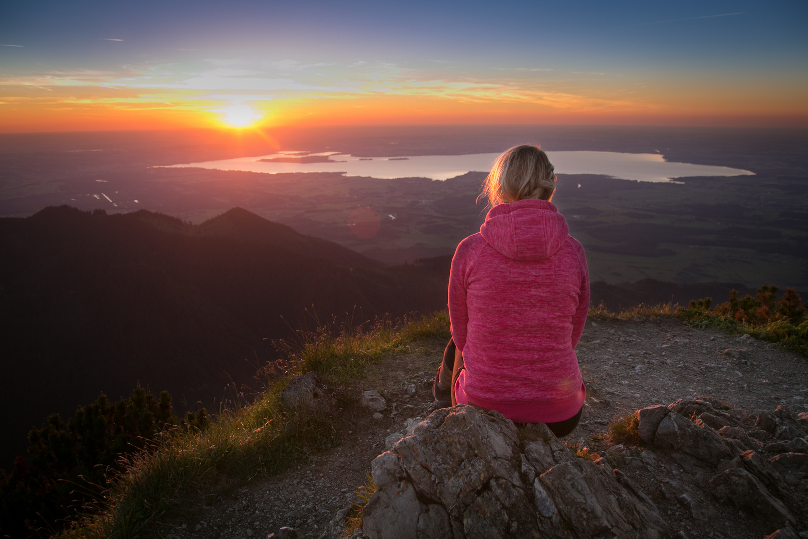 Sonnenuntergang am Hochfelln im Chiemgau