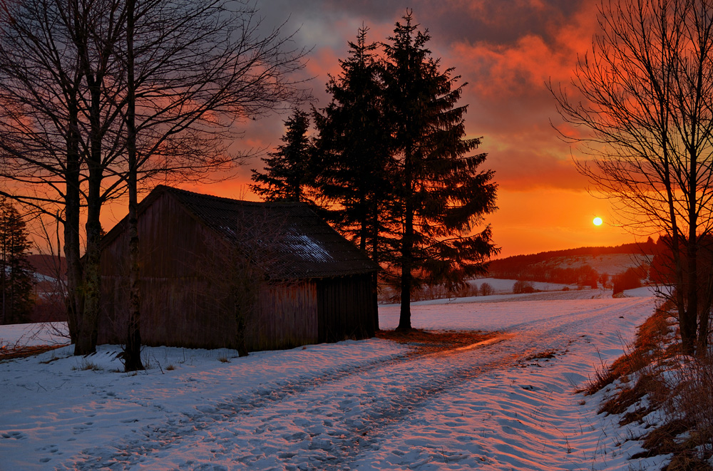 Sonnenuntergang am Hoherodskopf