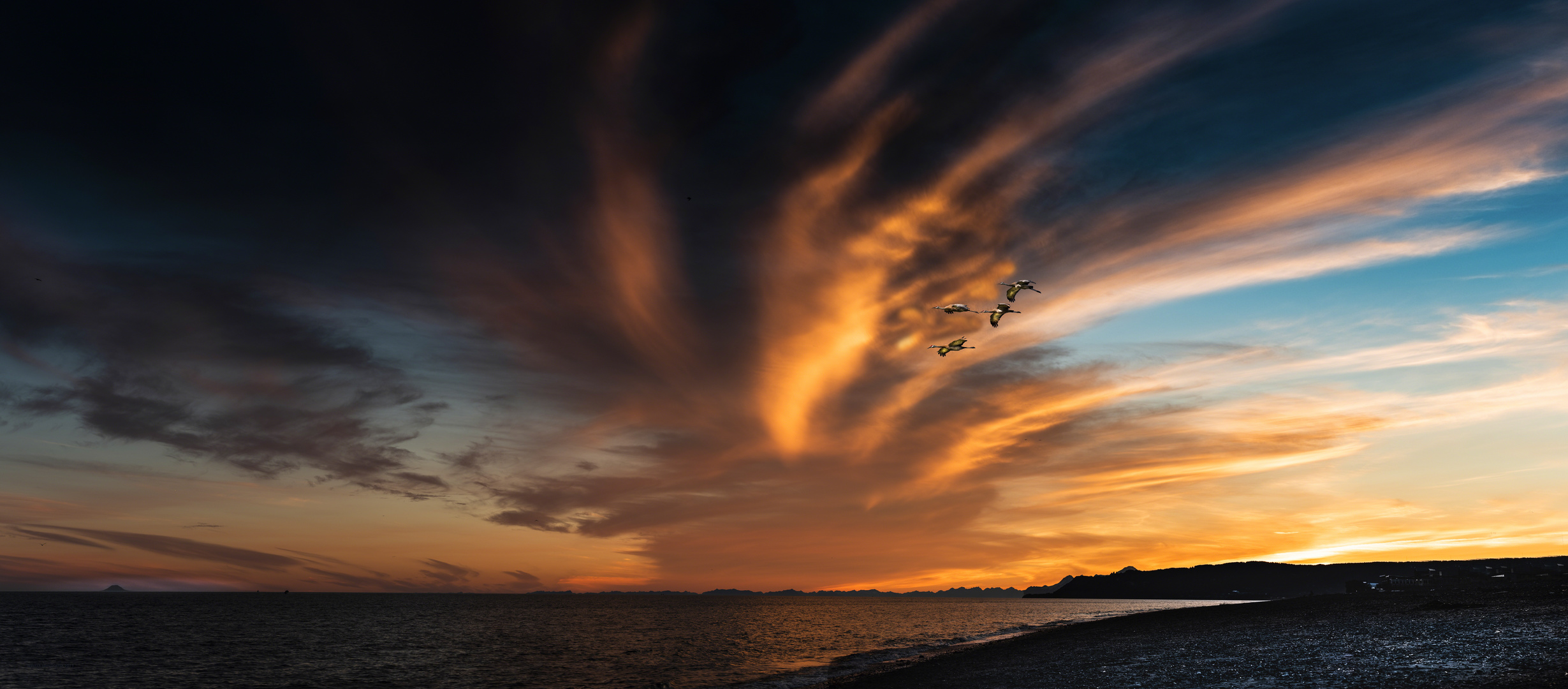 Sonnenuntergang am Homer Spit in Alaska