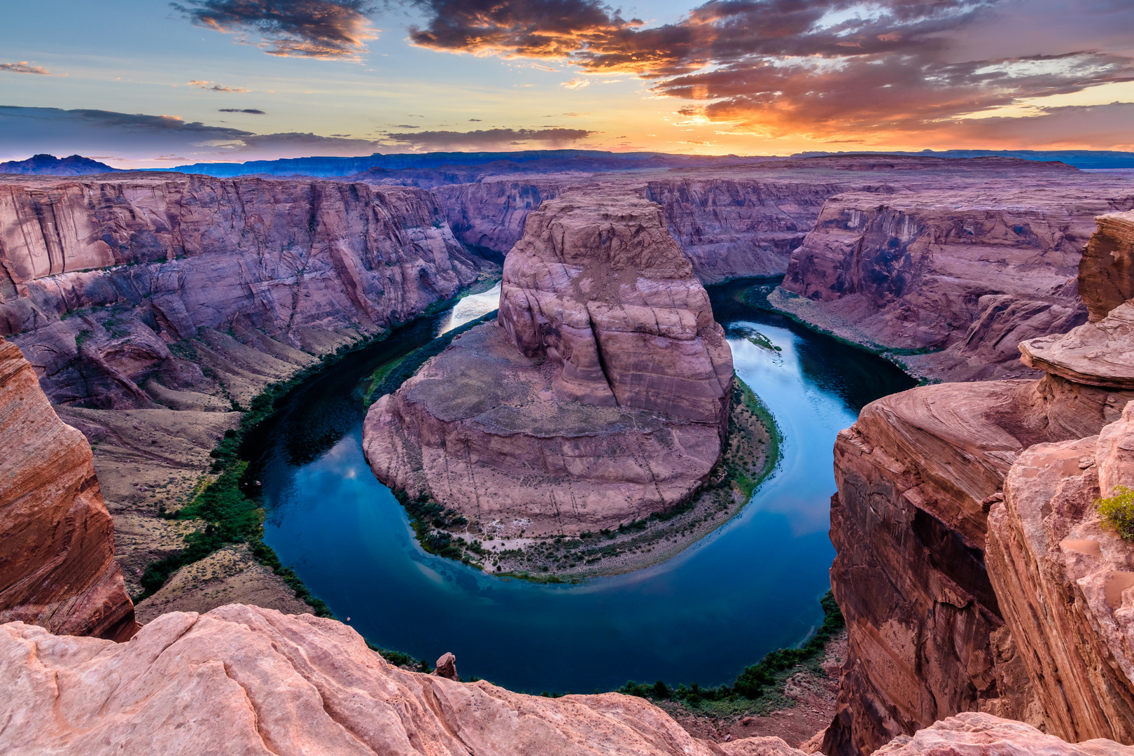 Sonnenuntergang am Horshoe Bend (Page, Arizona, USA)