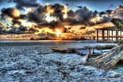 Sonnenuntergang am Ijsselmeer / Surfstation Makkum