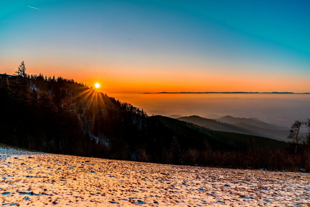 Sonnenuntergang am Kandel im Schwarzwald