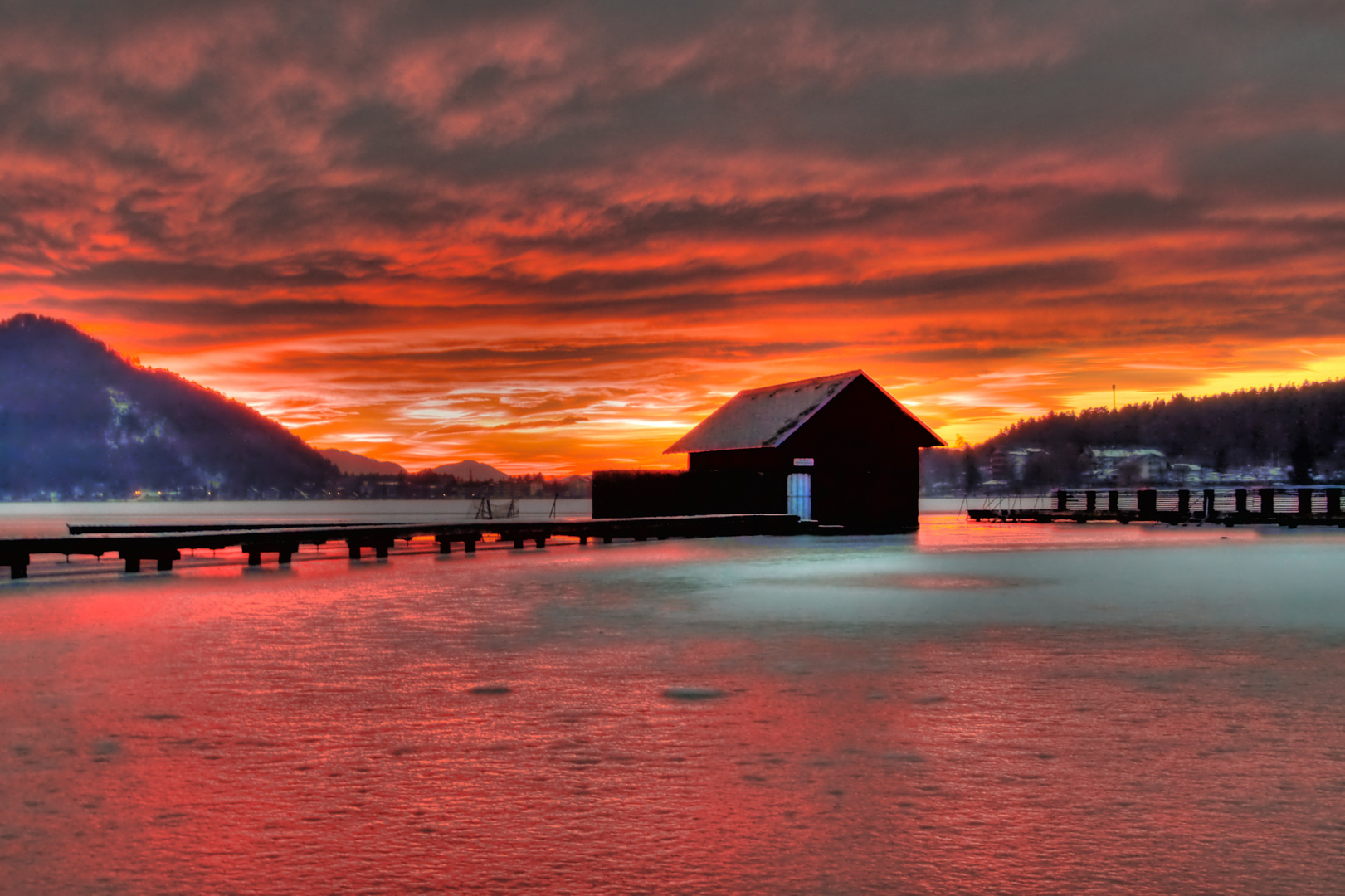 Sonnenuntergang am Klopeinersee