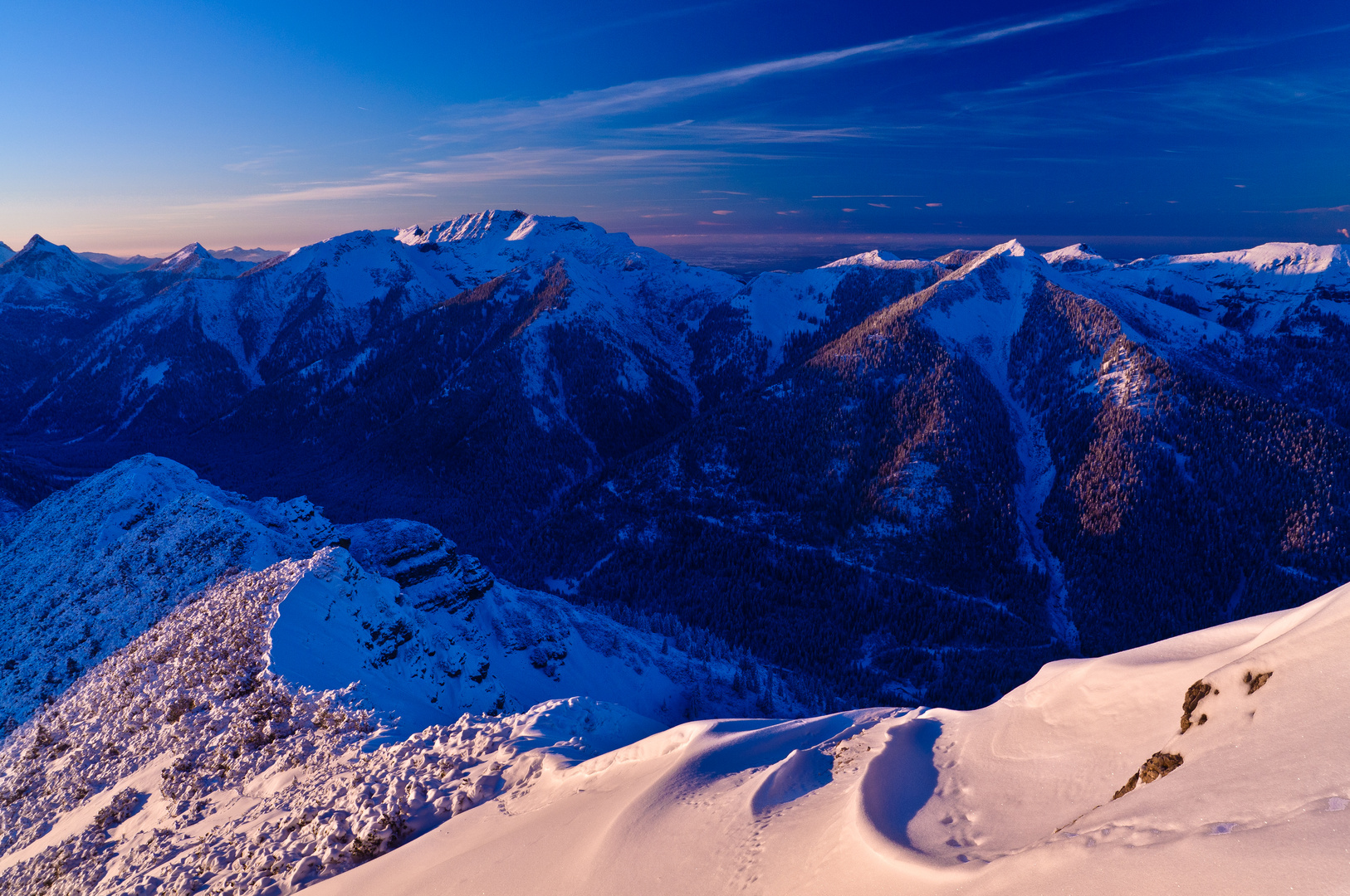 Sonnenuntergang am Kreuzspitzgrat