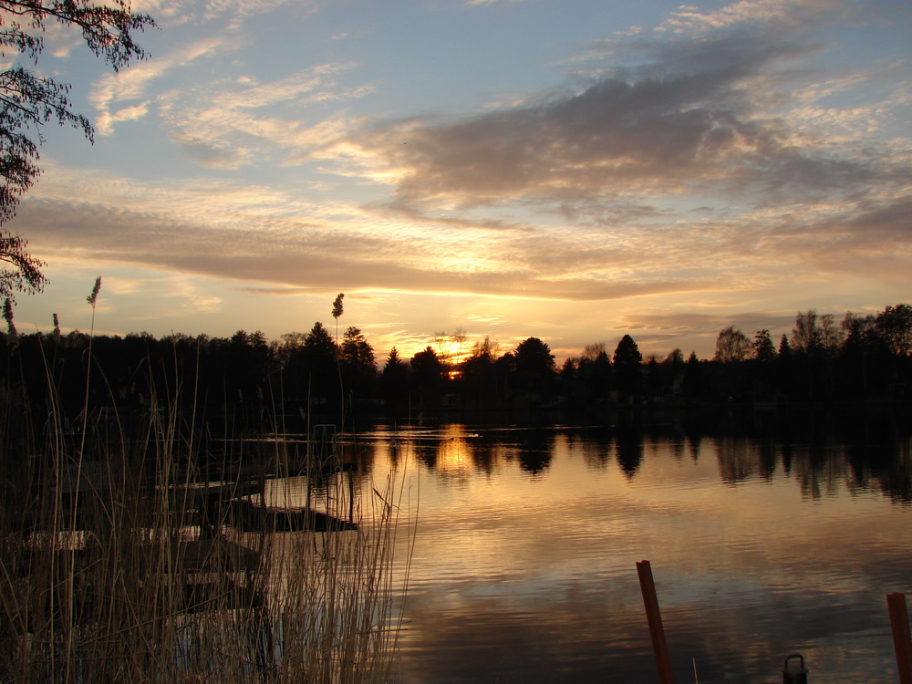 Sonnenuntergang am Krossinsee im Februar