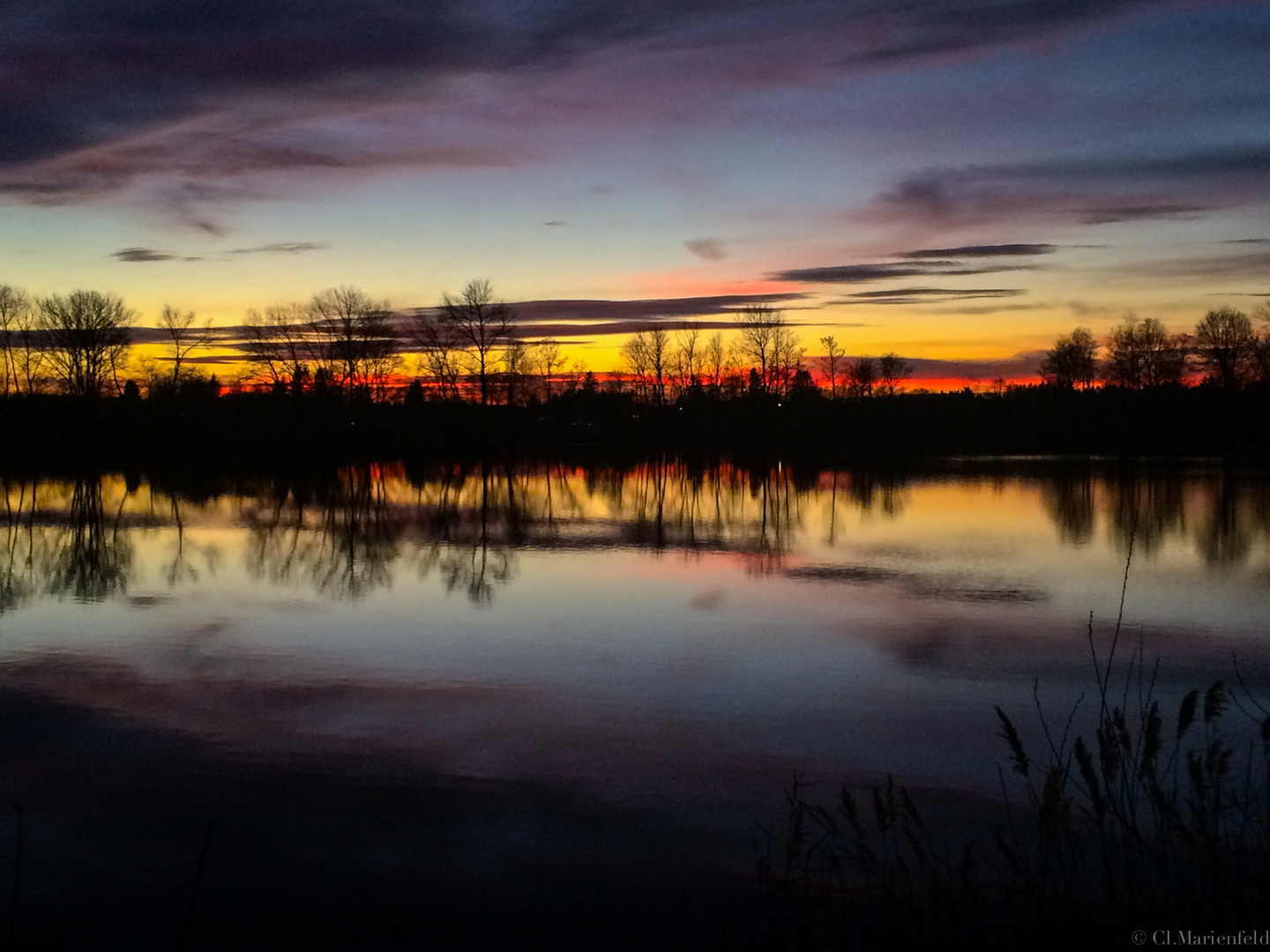 Sonnenuntergang am Langwieder See