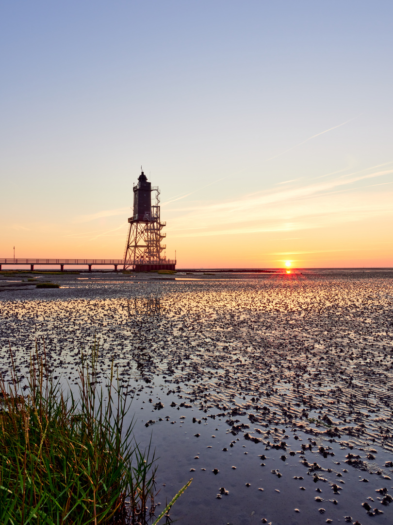 Sonnenuntergang am Leuchtturm Obereversand