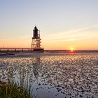 Sonnenuntergang am Leuchtturm Obereversand