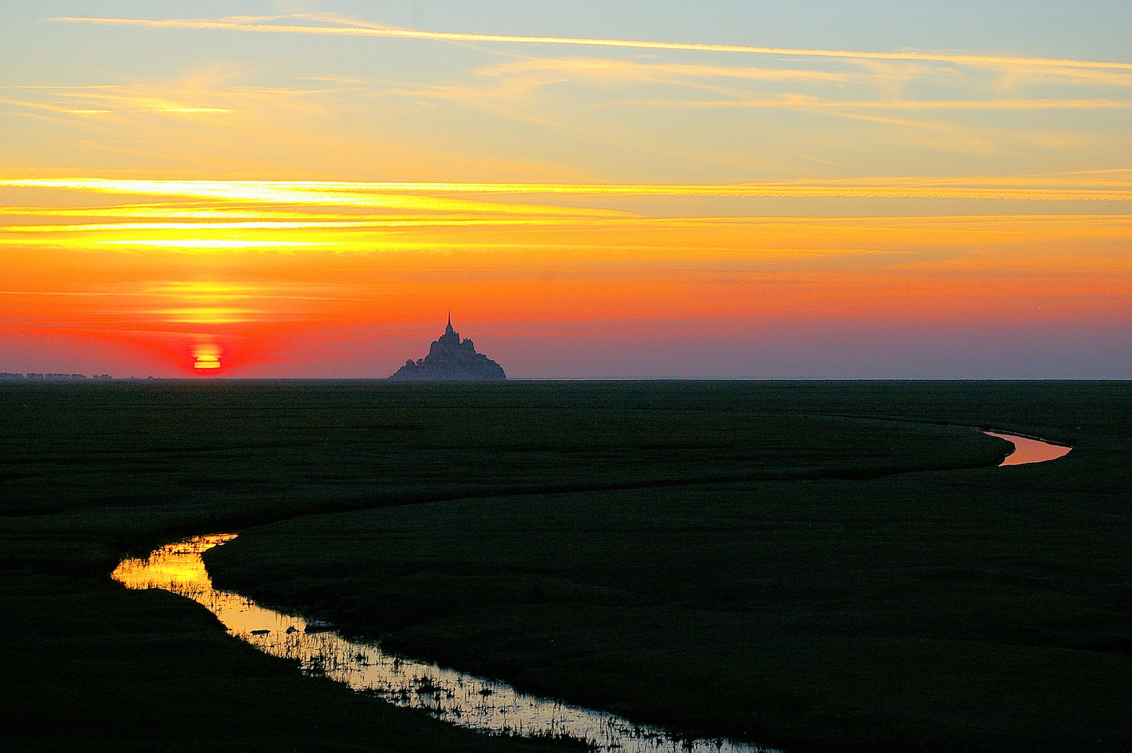 Sonnenuntergang am Mont-Saint-Michel