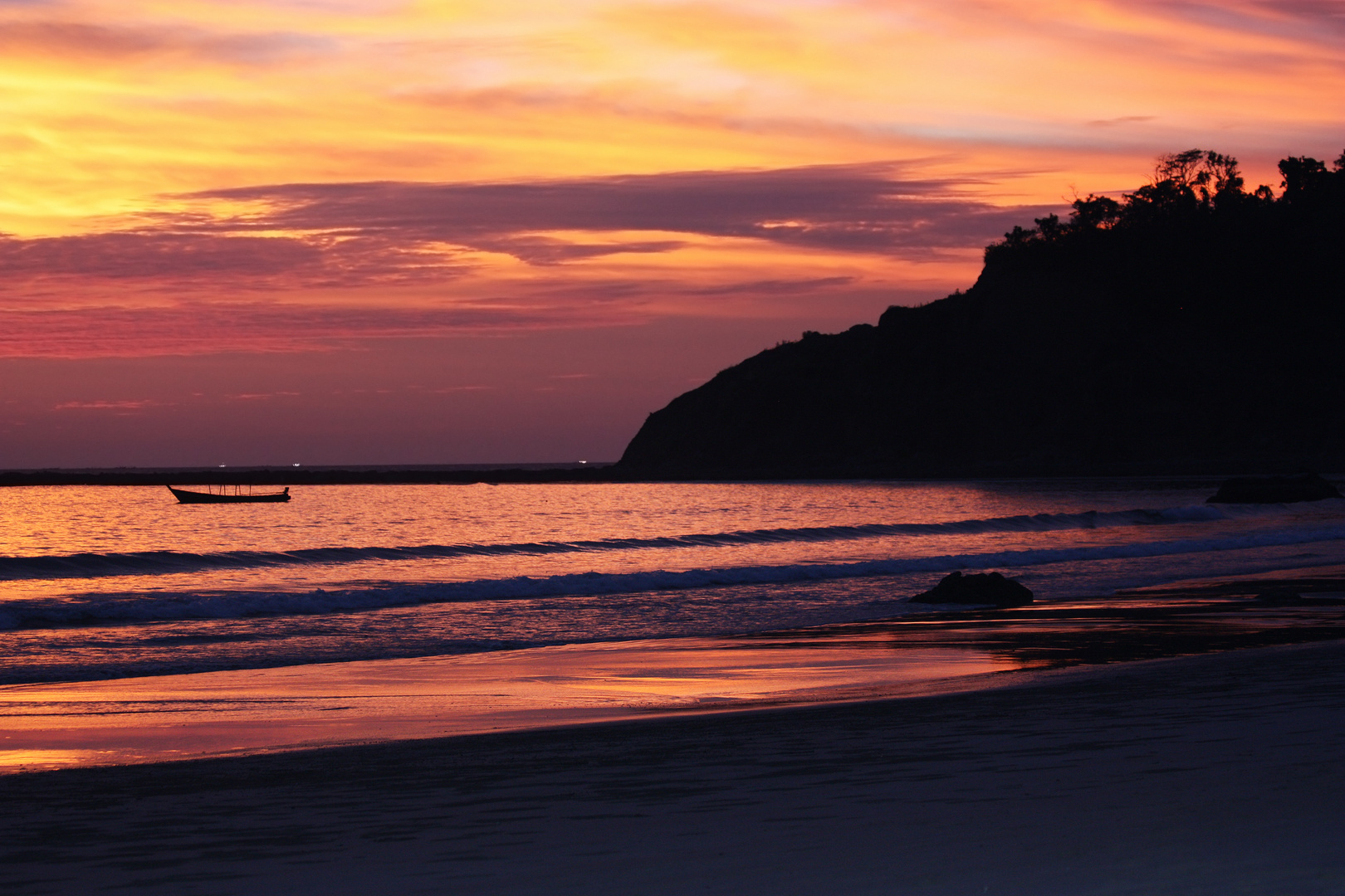 Sonnenuntergang am Ngapali Beach