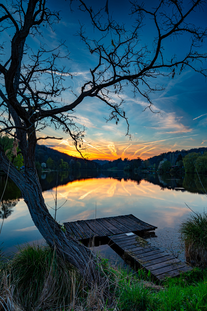 Sonnenuntergang am Niederwürzbacher-Weiher